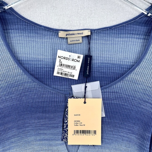 PALOMA WOOL Sweater Womens Medium Blue Sauce Button Ribbed Knit Cropped Top NWT - Picture 11 of 16